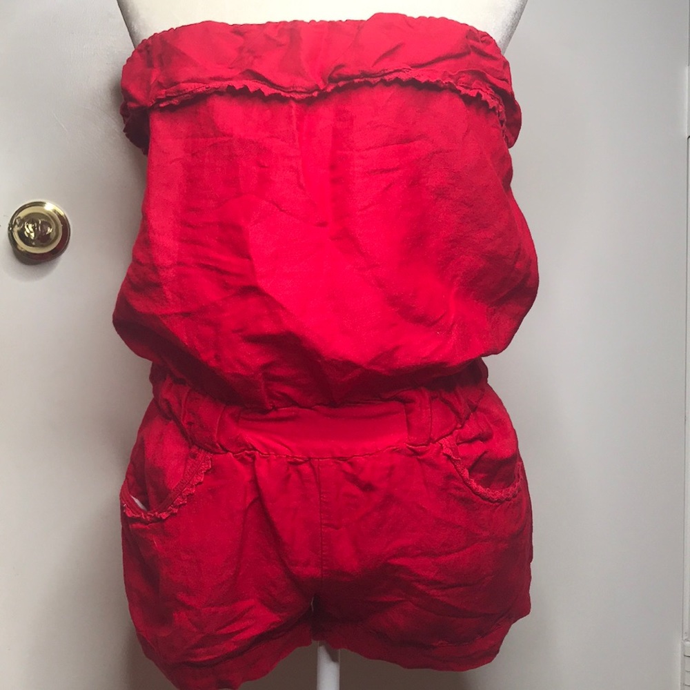 Bright Red strapless Romper